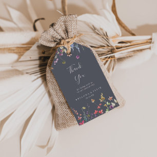 Klassiska Blå Vilda Blommor Bröllop Tack Presentetikett