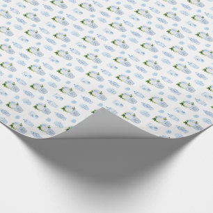 Klassiska blå vita Blommigtar och Ginger Burk-präs Presentpapper