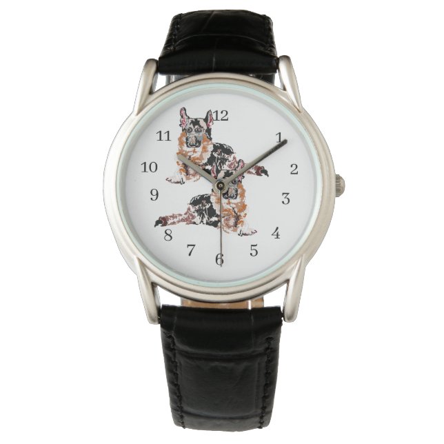 Klassiska Black Leather Watch Boys Armbandsur (Framsida)