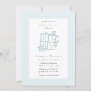 Klassiska block och barnvagnsbaby shower-inbjudnin inbjudningar