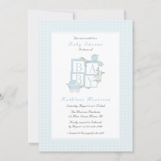 Klassiska block och barnvagnsbaby shower-inbjudnin inbjudningar