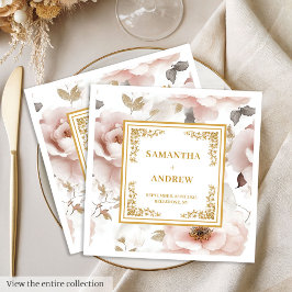 Klassiska  blöjor från guld blommigt bröllop pappersservett