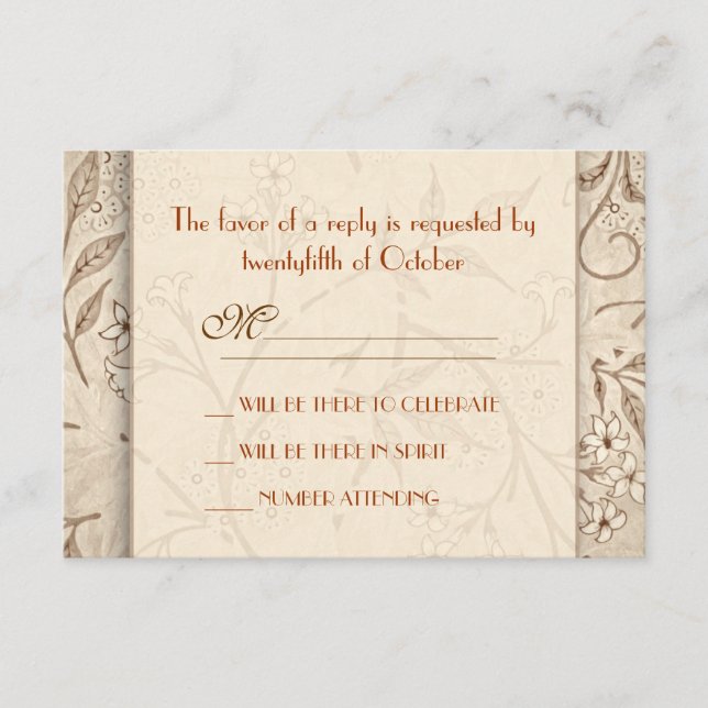 klassiska blomsterbröllop svarskort OSA kort (Framsida)