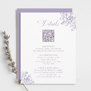 Klassiska Bloom Garden Lavendel Bröllopsdetaljer Tilläggskort
