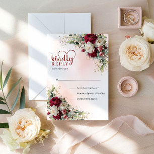 Klassiska bohemiska röda och vita blommor Guld Brö OSA Kort