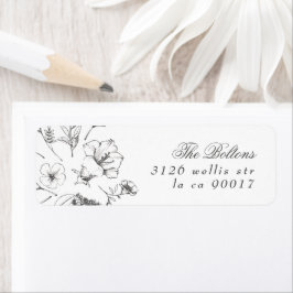 Klassiska botaniska Blommigtarna Bröllop Returadre Returadress Etikett