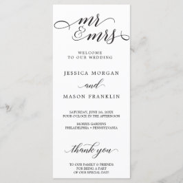 Klassiska Bröllopsprogram - Mr. och Mrs. Program