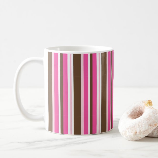 Klassiska bruna och rosa randiga kaffemuggar (Med munk)