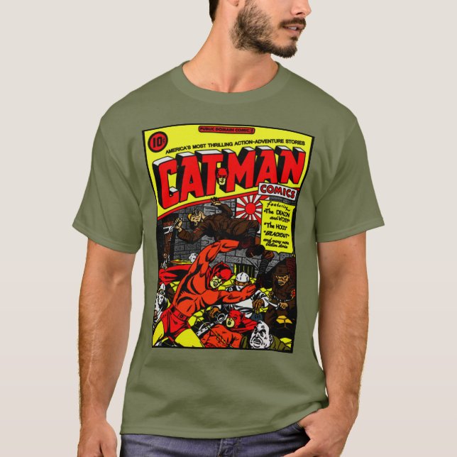 Klassiska Cat-Man-Tecknader T-Shirt (Framsida)