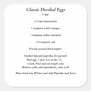 Klassiska deviled Eggs Recipe Stickers Fyrkantigt Klistermärke