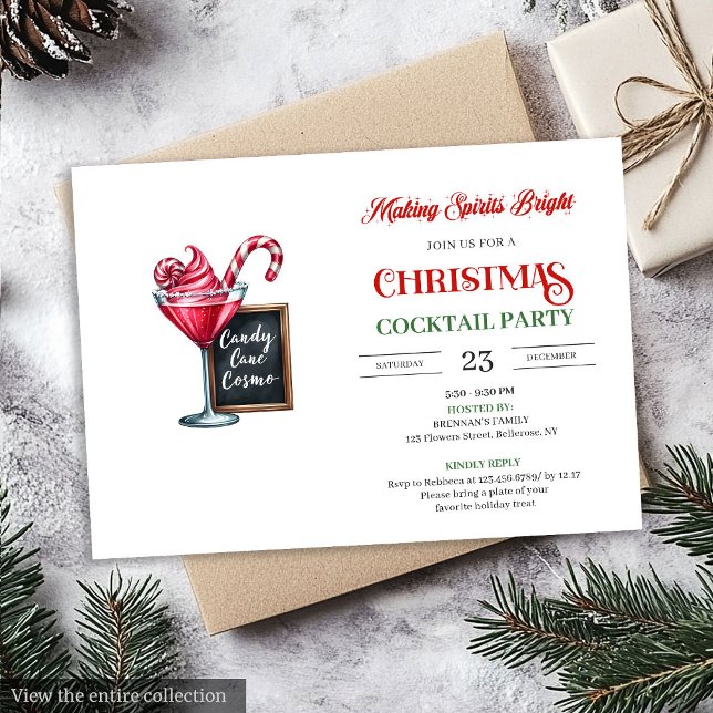 Klassiska digitala julcocktails firande inbjudan (Classic digital Christmas cocktails party invitation

)