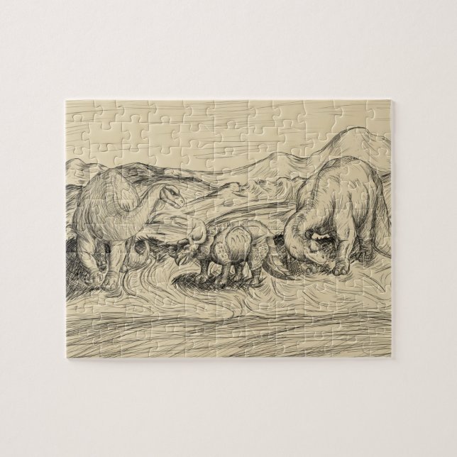 Klassiska dinosaurier pussel (Horisontell)