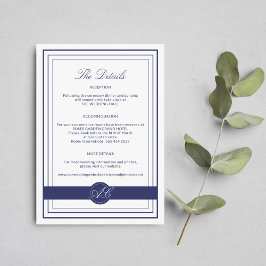 Klassiska eleganta bröllopsdetaljer gästinformatio tilläggskort