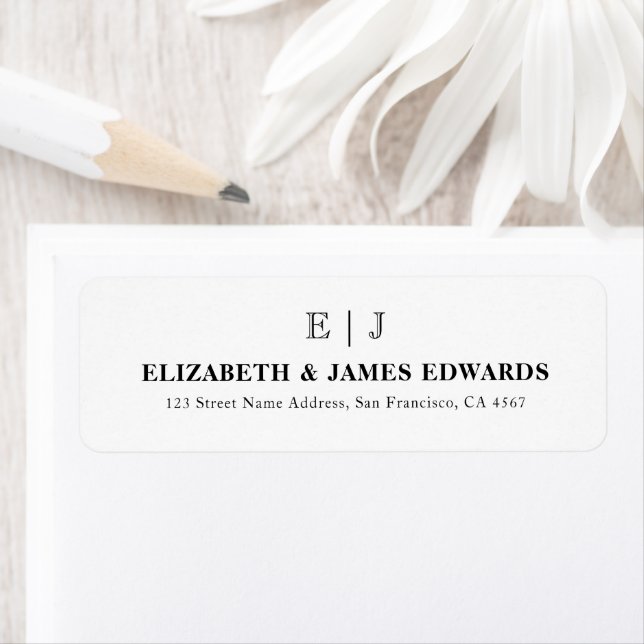 Klassiska Eleganta Monogram Par Initialer Adress Returadress Etikett (Insitu)