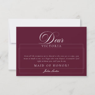 Klassiska Elfenbensröda Burgund Maid of Honor-kort Inbjudningar