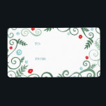 Klassiska etiketter för Märkre av gåva Fraktsedel<br><div class="desc">Scrollsar,  blommor och löv är utformade i skuggor av gröntar,  blå och röd. Vit bakgrund. Elegant,  snyggt,  färgstark - perfekt för familj och vänner!</div>