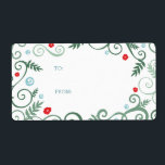 Klassiska etiketter för Märkre av gåva Fraktsedel<br><div class="desc">Scrollsar,  blommor och löv är utformade i skuggor av gröntar,  blå och röd. Vit bakgrund. Elegant,  snyggt,  färgstark - perfekt för familj och vänner!</div>