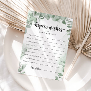 Klassiska eukalyptus Baby Shower Hopes & Önskemål Vykort