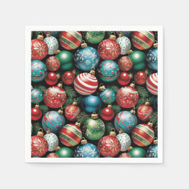 Klassiska flerfärgade chrismas-prydnader pappersservett