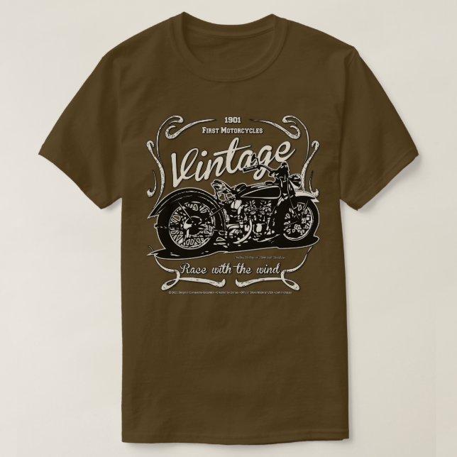 Klassiska första motorcyklar t shirt (Design framsida)
