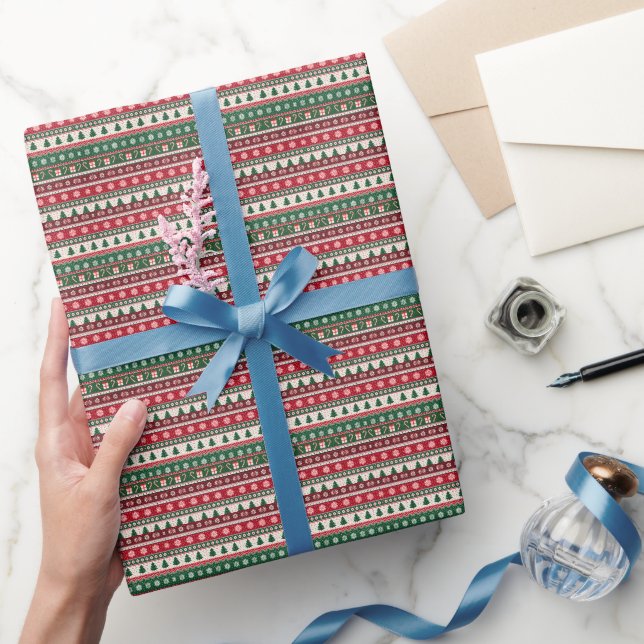 Klassiska fula jultröjor-ränder presentpapper (Gifting)