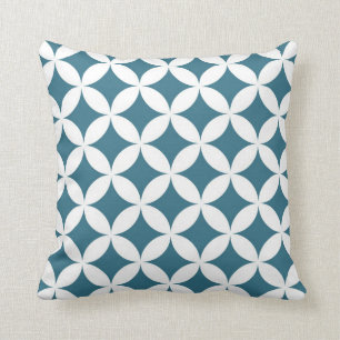 Klassiska geometriska cirklar i Teal and White Kudde