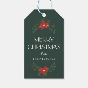 Klassiska God jul Blommigt Gift-Märkre Presentetikett
