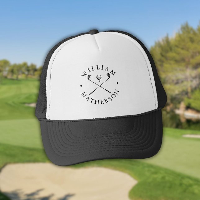 Klassiska Golf-Klubbar Personlig Namn Keps (Classic Golf Clubs Personalized Name Trucker Hat)