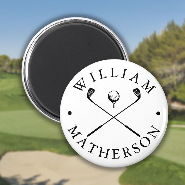Klassiska golfklubbor anpassat namn golf boll mark magnet (Classic Golf Clubs Custom Name Golf Ball Marker Magnet)