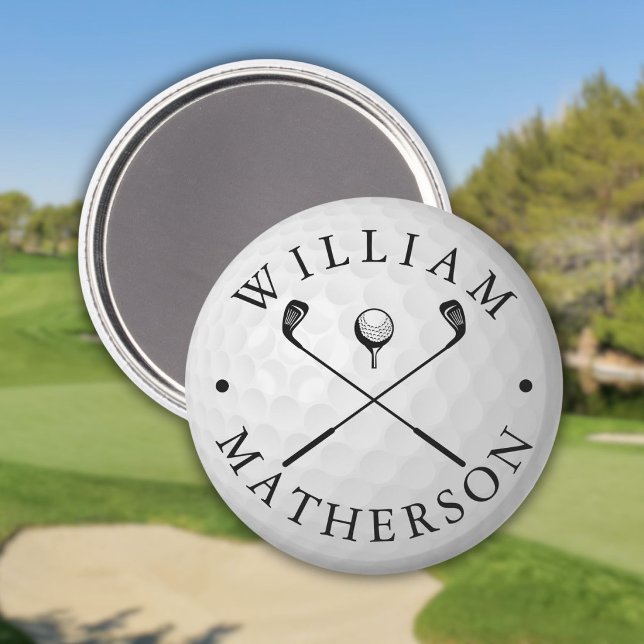 Klassiska golfklubbor Anpassat namn golfboll marke Magnet (Classic Golf Clubs Custom Name Golf Ball Marker Magnet)