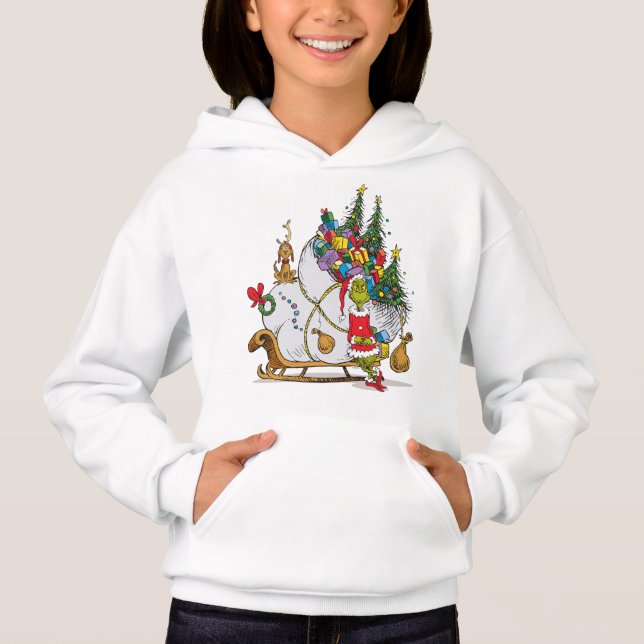 Klassiska Grinch | Grinch & Max med släde T Shirt (Framsida)