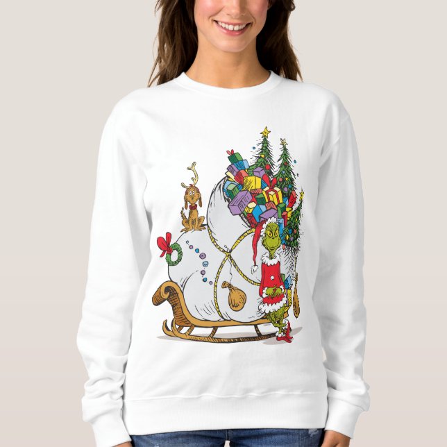 Klassiska Grinch | Grinch & Max med släde T Shirt (Framsida)