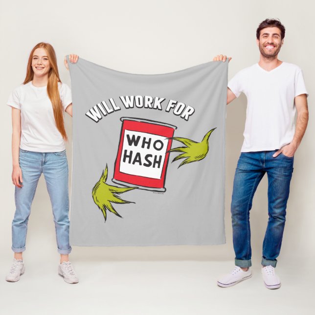 Klassiska Grinch | Kommer jobba för Who Hash-citat Fleecefilt (På plats)
