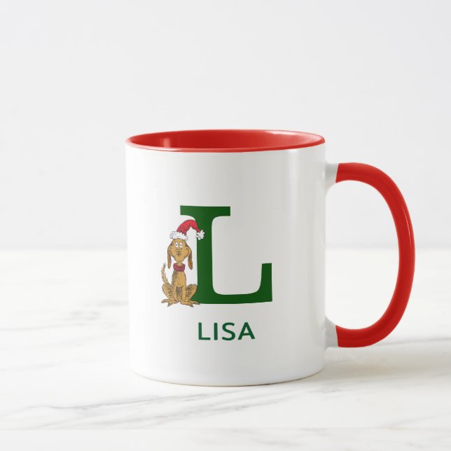 Klassiska Grinch Max | Namn & Monogram L Mugg (Höger)