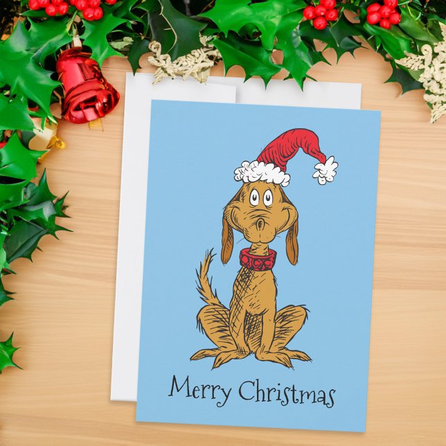 Klassiska Grinch | Max - Tomtehatt Julkort (Card on table)