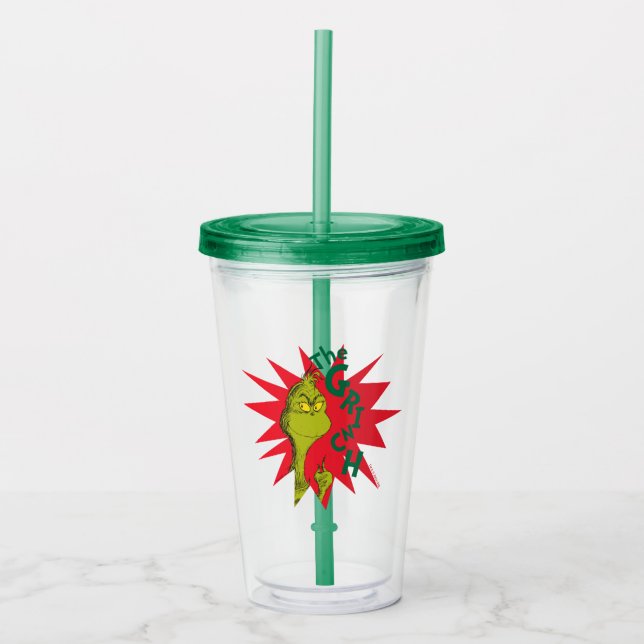 Klassiska Grinch | Röda Stjärnexplosioner Take Away Mugg (Framsida)