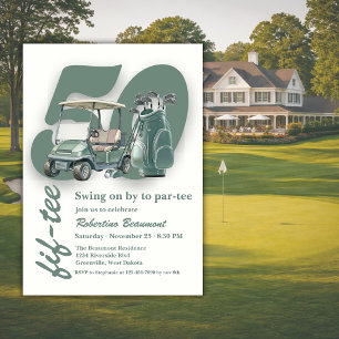 Klassiska gröna golfbagar klubbor 50-årsdag inbjudningar
