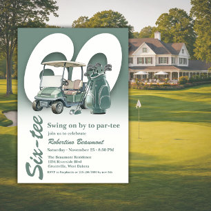Klassiska gröna golfbagar klubbor 60-årsdag inbjudningar