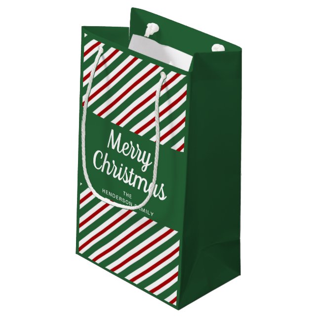 Klassiska gröna ränder God Jul (Baksidan Vinklad)