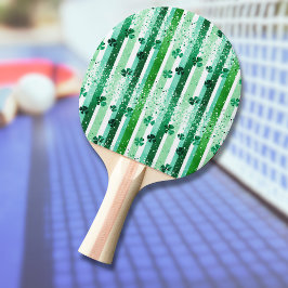 Klassiska gröna vita vertikala randiga shamrocks pingisracket