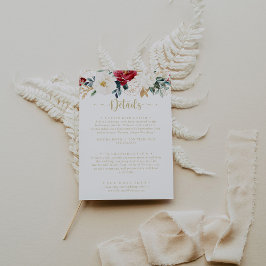 Klassiska guld burgunder vita blomsterliga bröllop tilläggskort