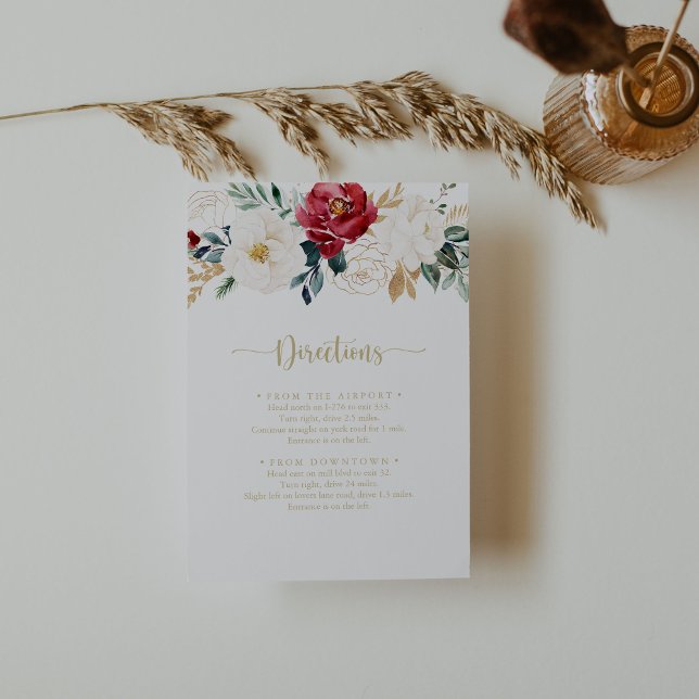 Klassiska Guld Burgundy Vita Bröllopsanvisningar   Tilläggskort (Skapare uppladdad)