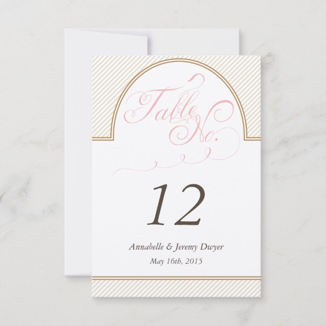 Klassiska Guld Ränder Bord Nummer Inbjudningar (Framsida)