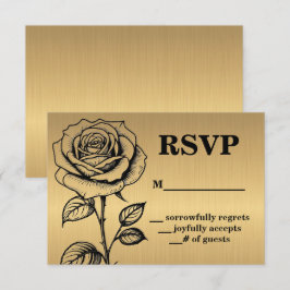 Klassiska Guld Svarta Ros RSVP-bifogade kort