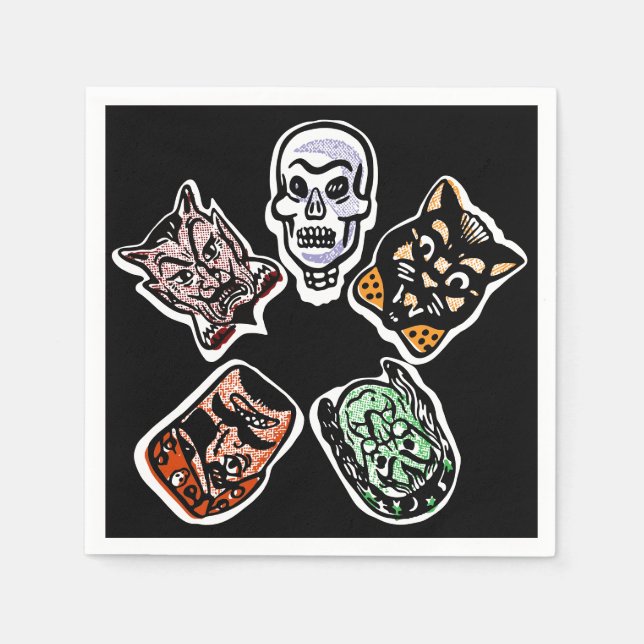 Klassiska Halloween-tecken | Mörk Pappersservett (Framsidan)