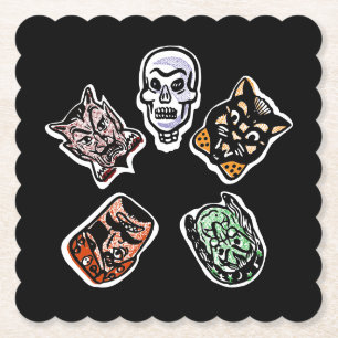 Klassiska Halloween-tecken   Mörk Underlägg Papper