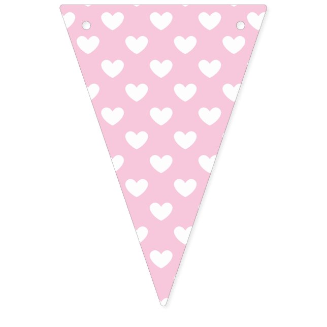 Klassiska Hjärtan Vita - Ljus Rosa Vimplar (Första flaggan)