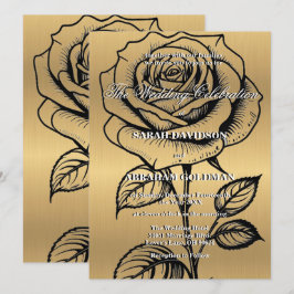 Klassiska inbjudan till Guld Black Ro-bröllop