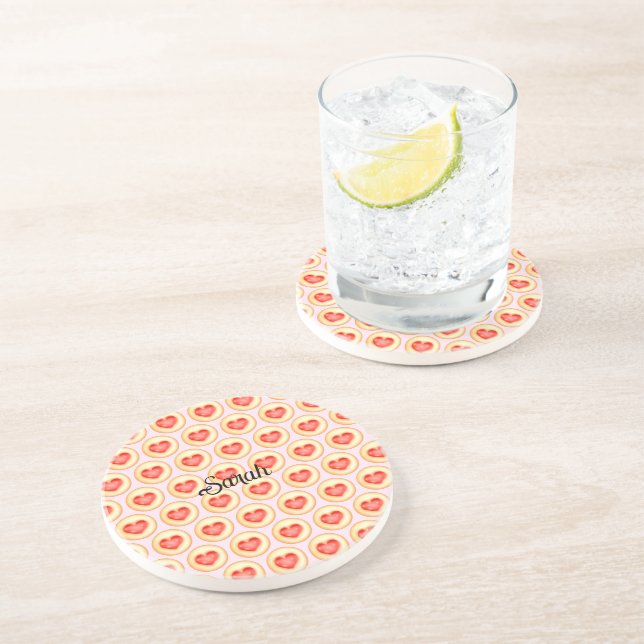 Klassiska jordgubbshjärttumavtryckskookies underlägg (Sidan)