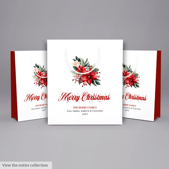 Klassiska julblommor Botaniska presentpåsar (Classic Christmas Flowers Botanical Gift Bag

)